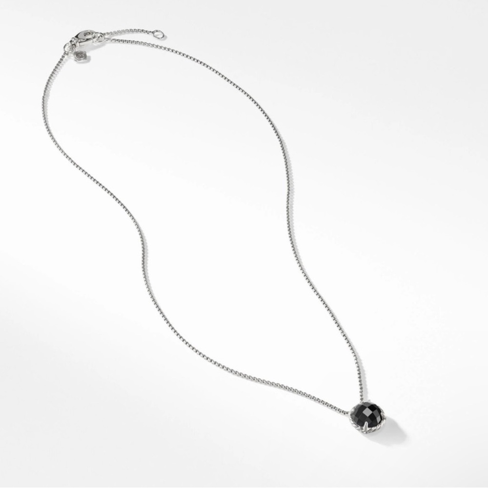 David Yurman Silver Necklace with Dark Gem